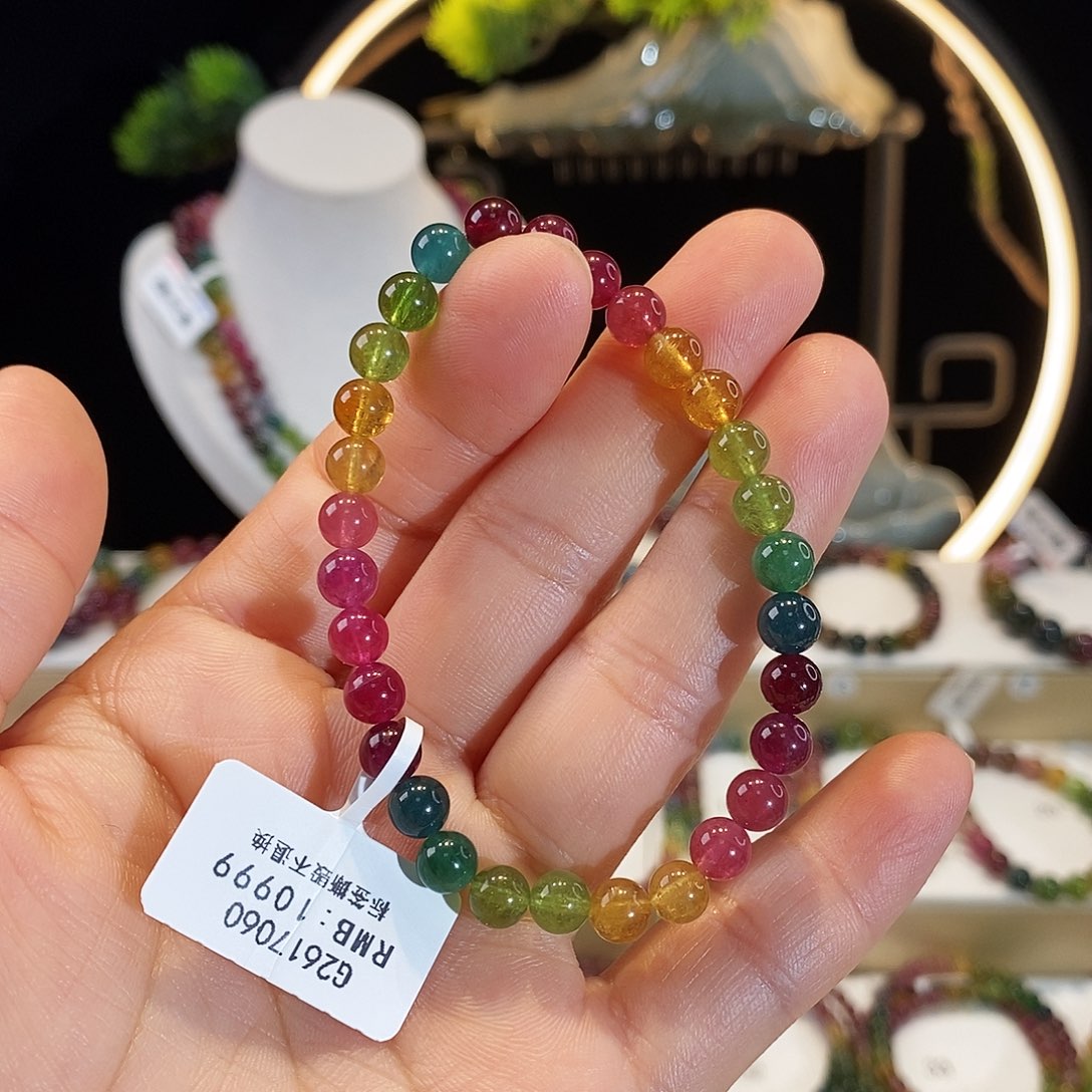 碧玺手串未镶嵌G2617060素圈颜色微差