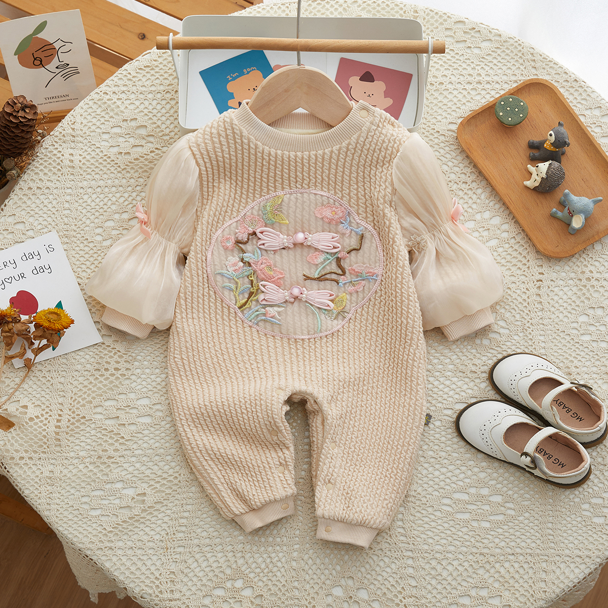 半岛BABY加绒连体衣秋冬服装宝宝衣服婴儿中国风