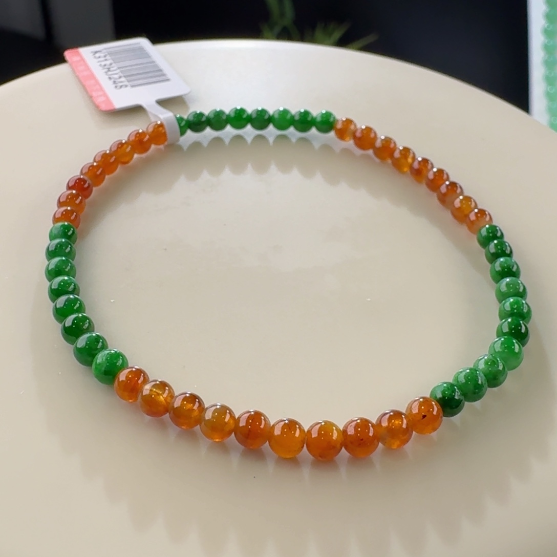 翡翠手链未镶嵌双彩小米单圈