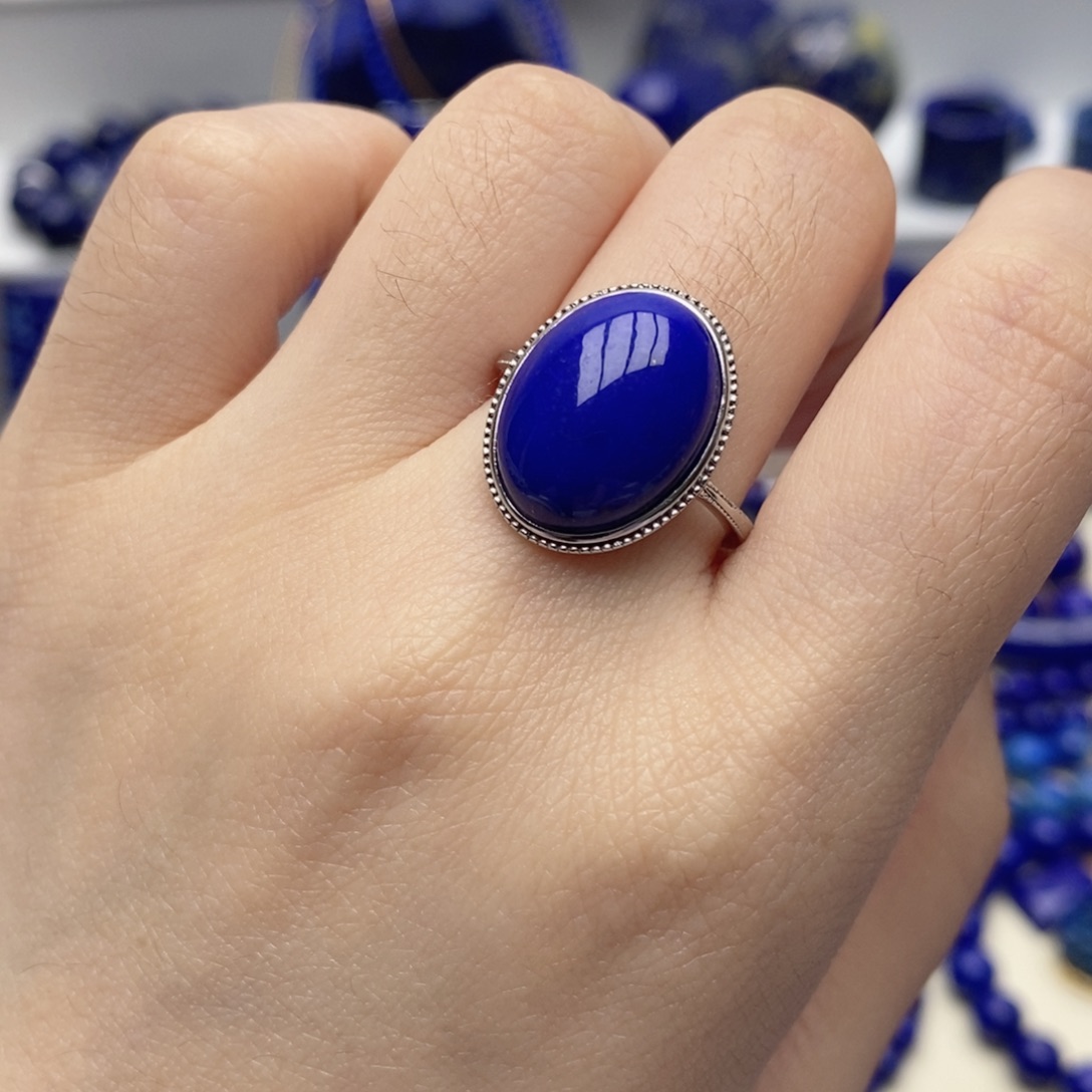 青金石银S925镶嵌戒指