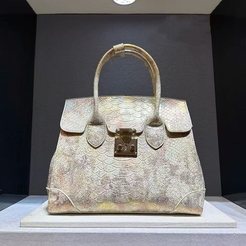 高档蛇纹手提包大容量百搭斜挎女包轻奢设计A0526