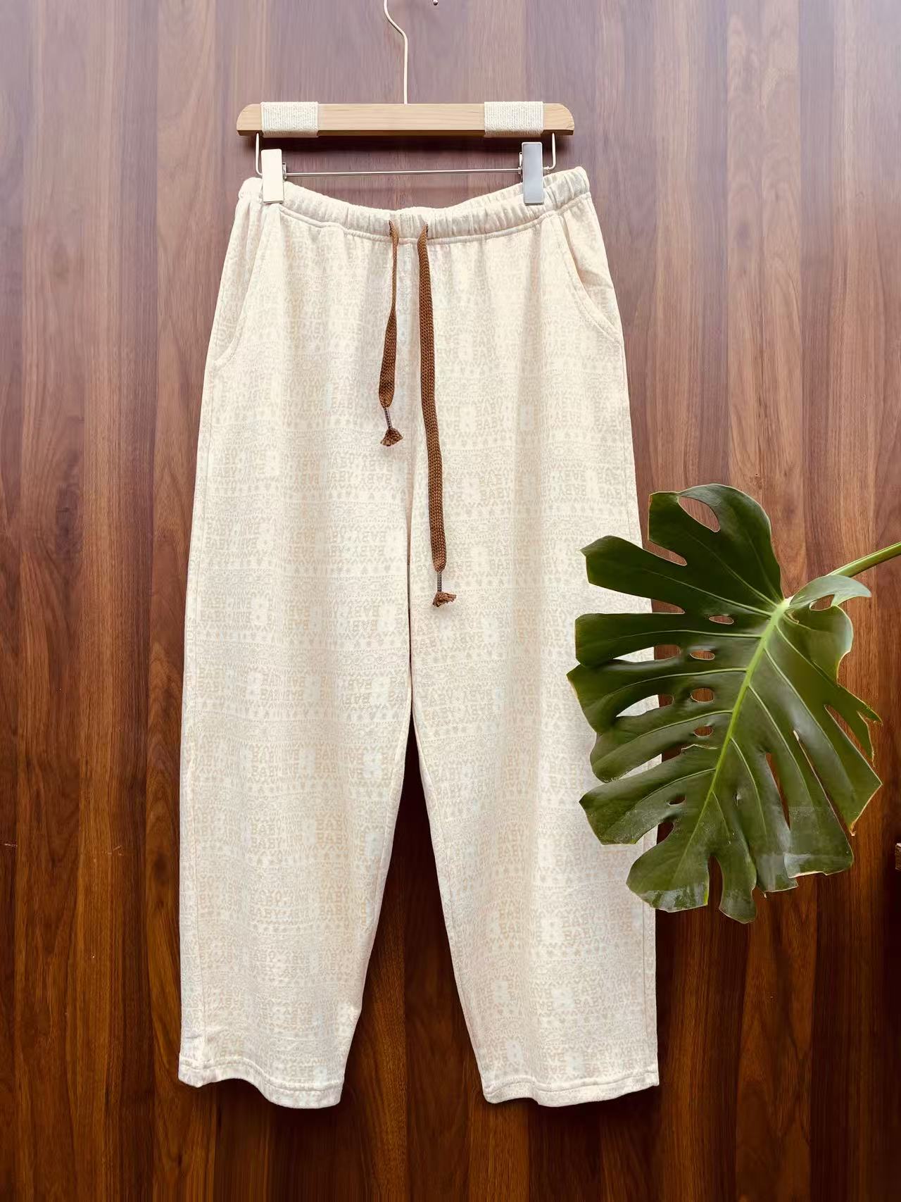 【秋季新款】可外穿加大码家居裤时尚休闲睡裤印花高腰百搭休闲裤