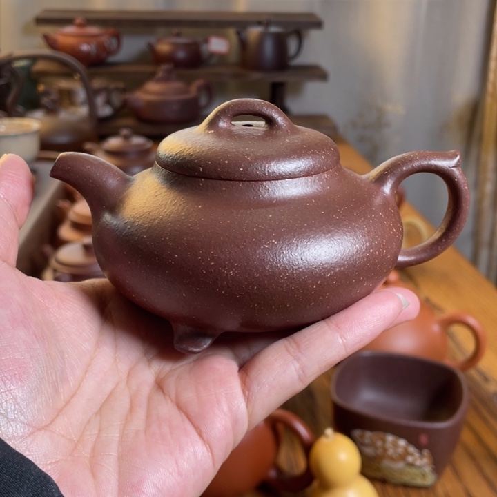 紫砂茶壶半手工紫玉金砂喜瓢200cc