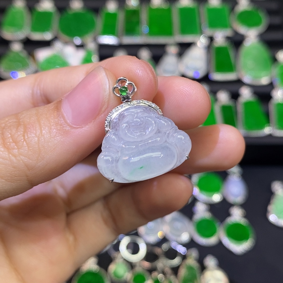 翡翠18K金镶嵌吊坠(不含链)