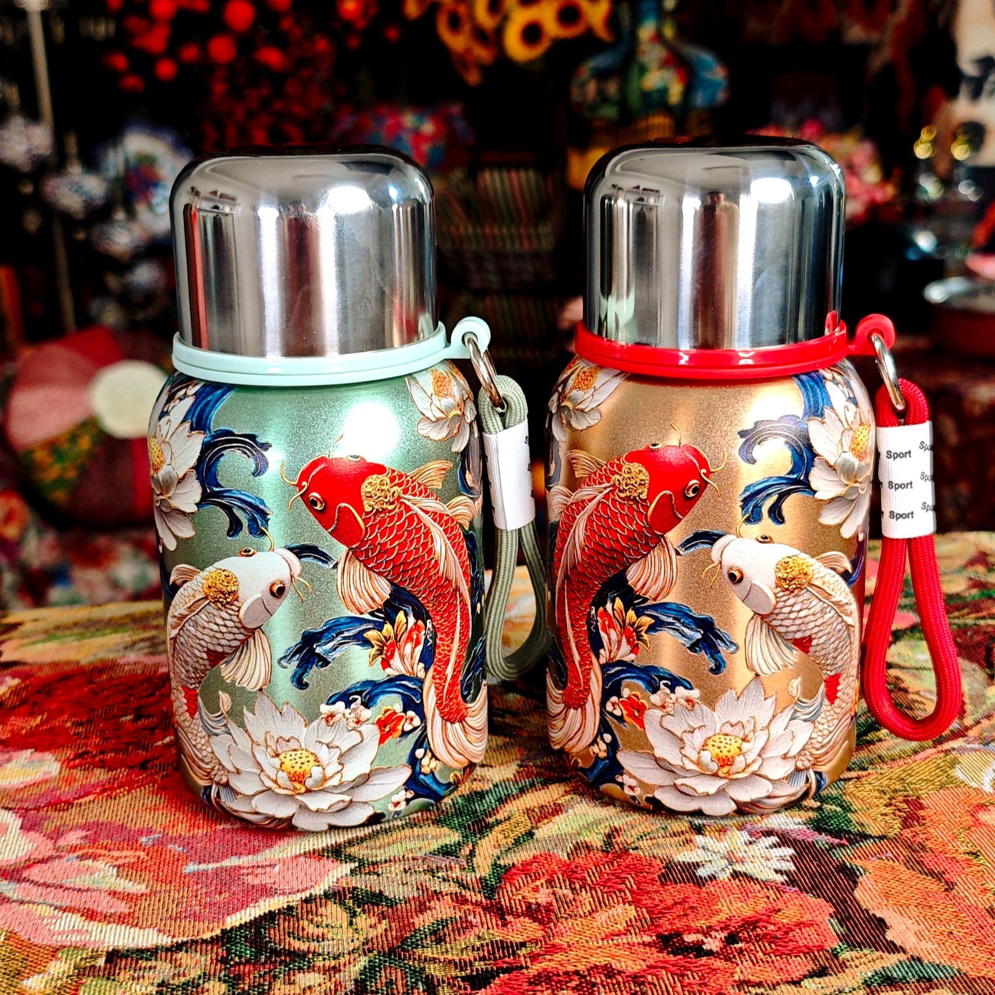 缤纷春日-新年“莲年有鱼”锦鲤保温杯材质带加厚提环便携带