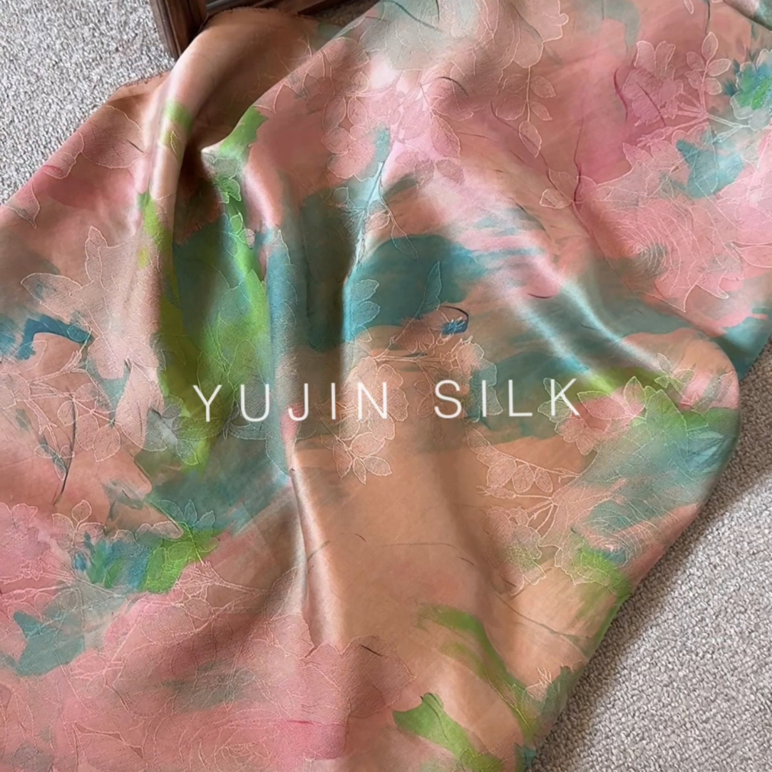 「奶糖」YUJIN SILK 二经萝红云纱桑蚕丝114门幅24-26姆