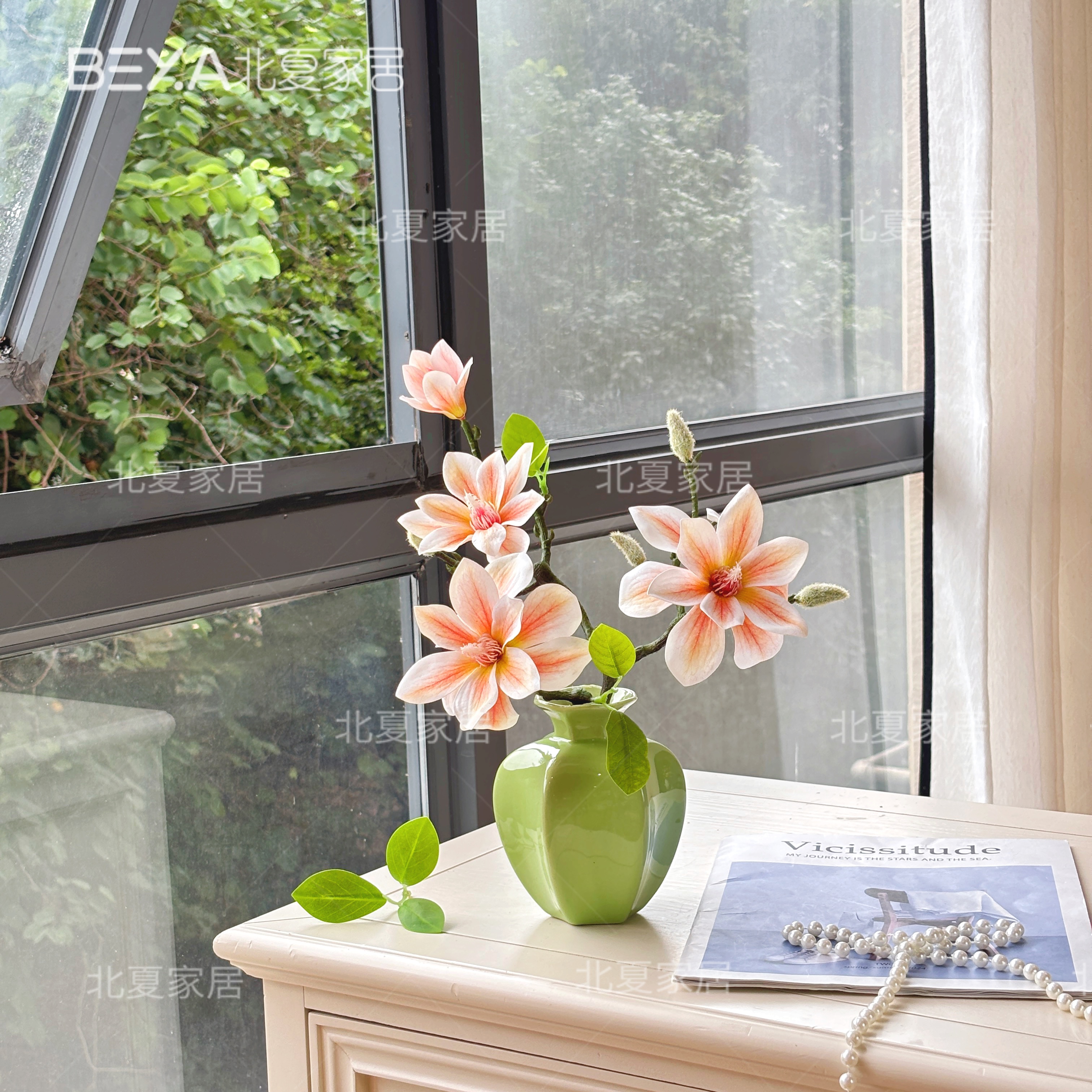 仿真玉兰花假花用于客厅餐桌玄关家居装饰花艺摆件家居摆件花