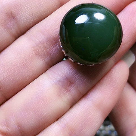 和田玉银S925镶嵌戒指