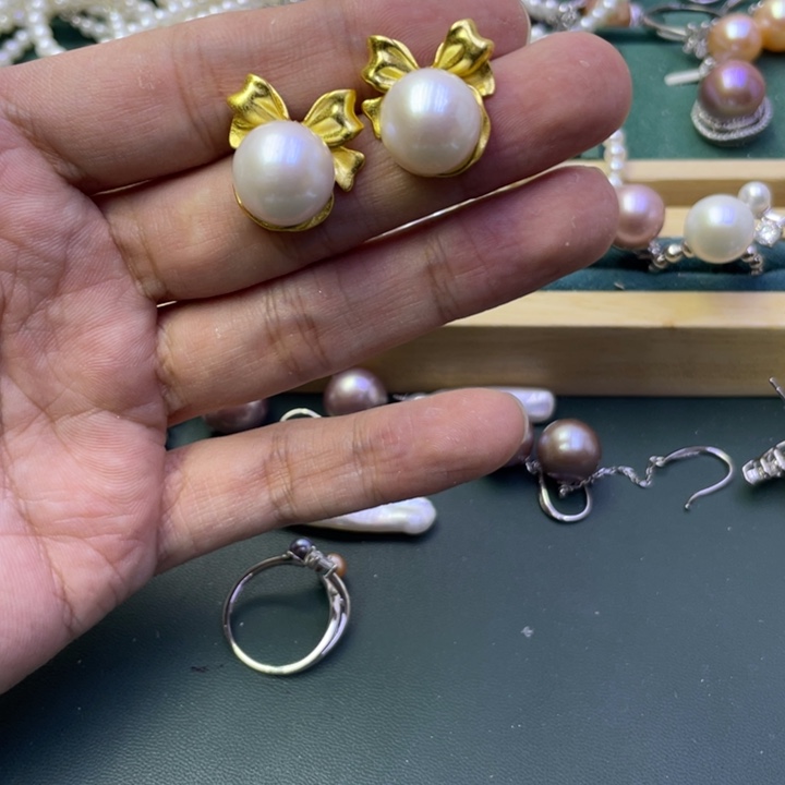 淡水珍珠耳饰合金一****l