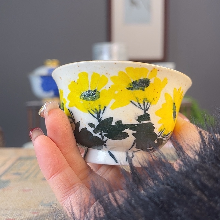 摆件景德柴烧茶杯多人