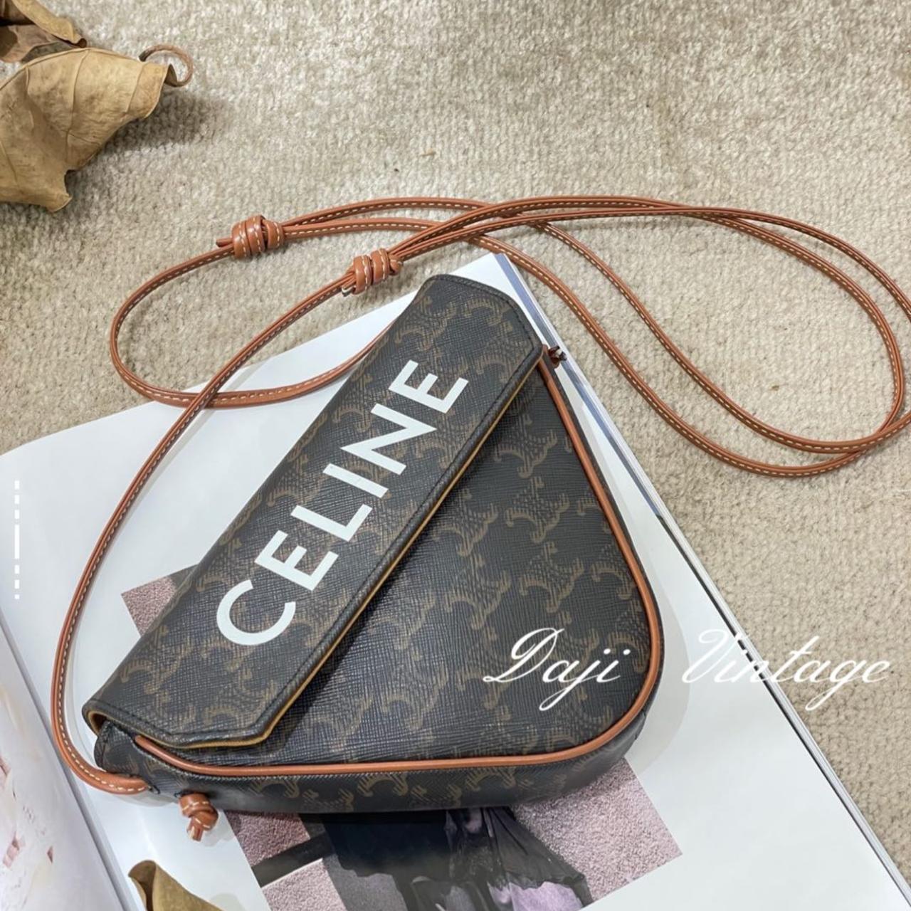 大吉中古/Celine瑟琳老花白字三角斜挎包