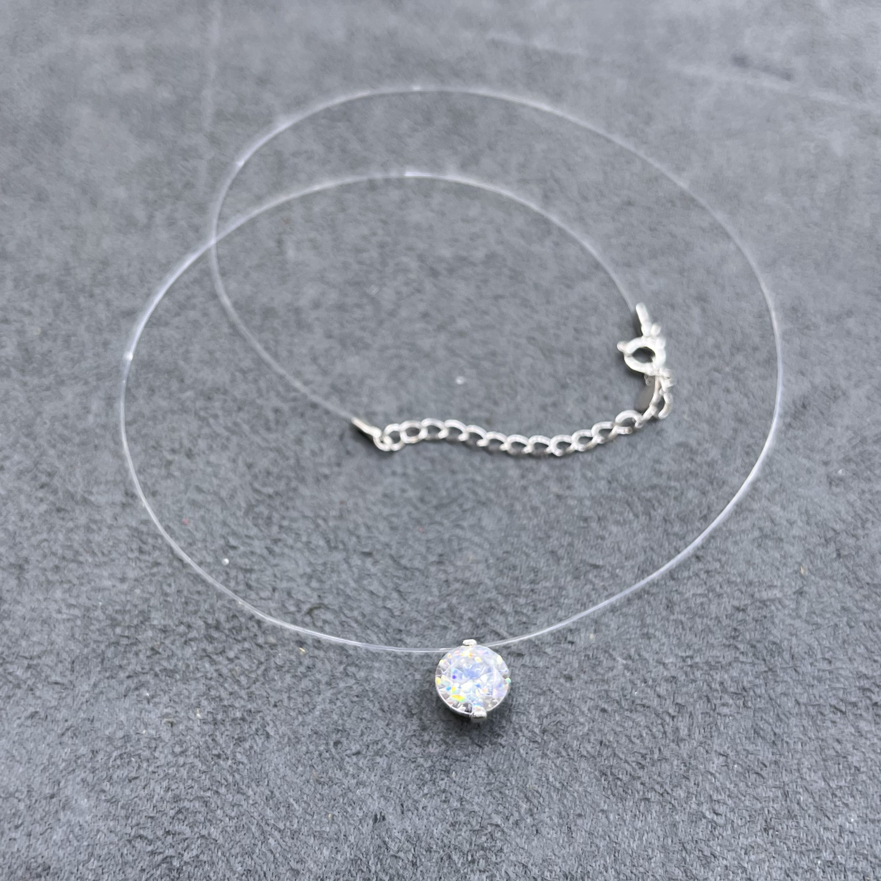 链子925银锆石 银饰锆石鱼线人鱼泪项链-5451