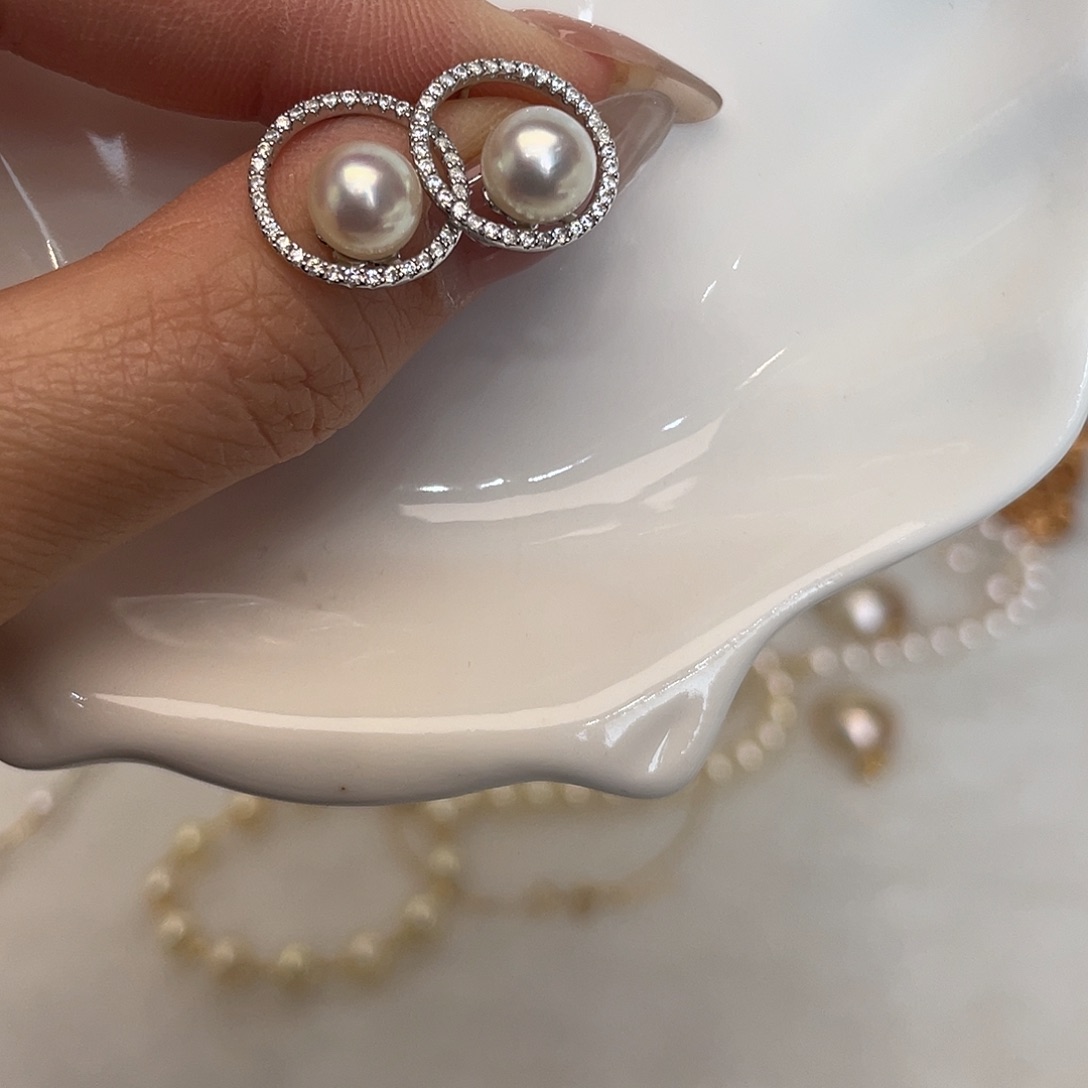 银S925镶嵌耳饰海水珍珠