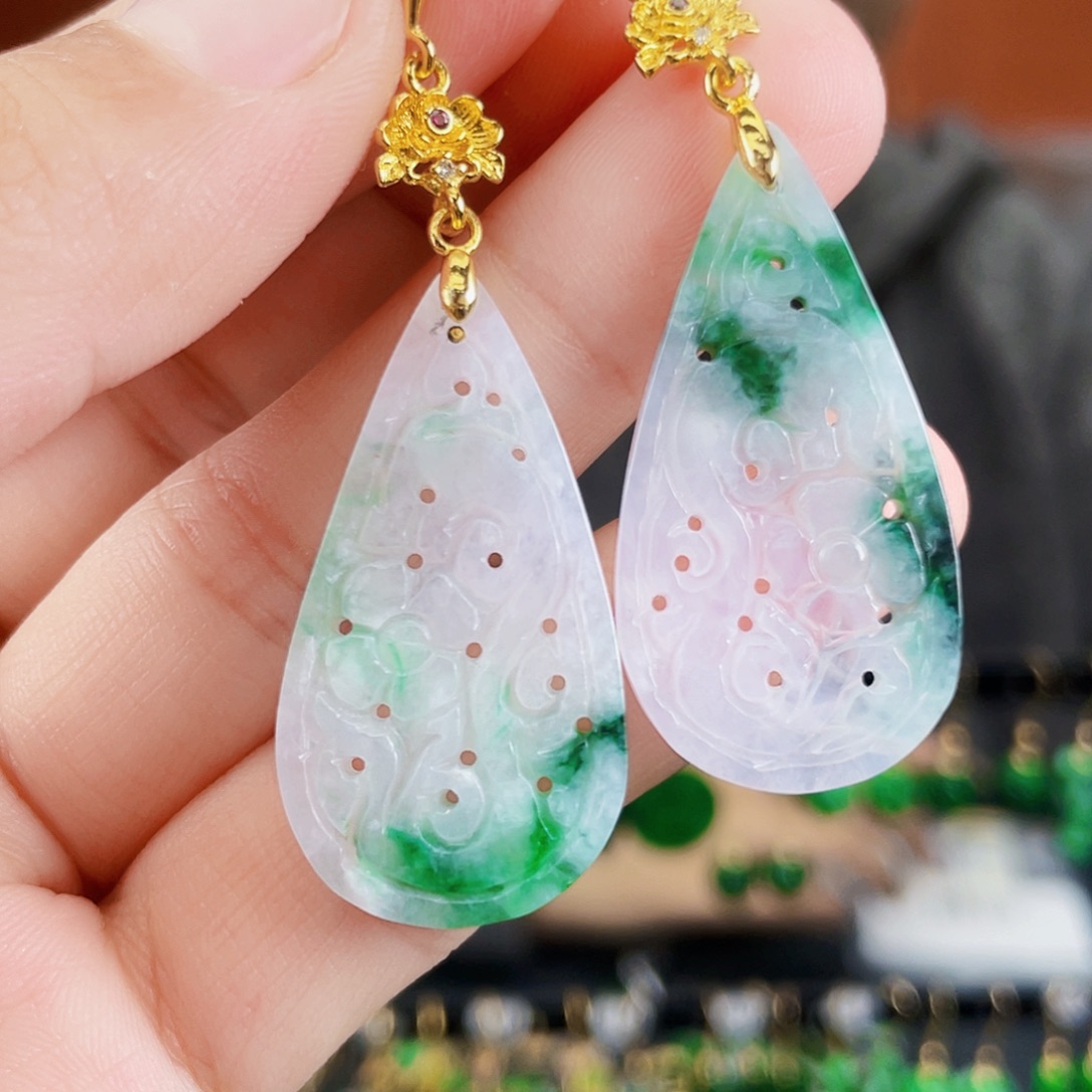 翡翠未镶嵌耳饰饰品