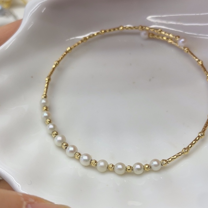 海水珍珠手镯18K金镶嵌
