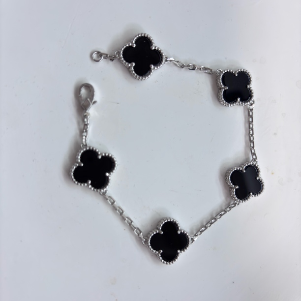 铜合金手链 镀18k【高版本】15mm纯五花四叶草手链镀