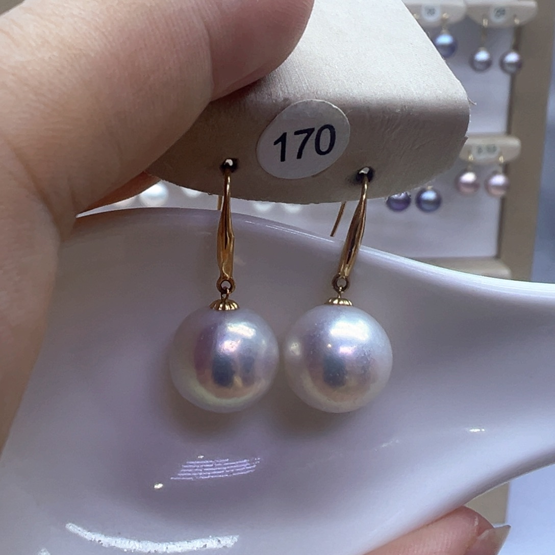 18K金镶嵌淡水珍珠耳饰