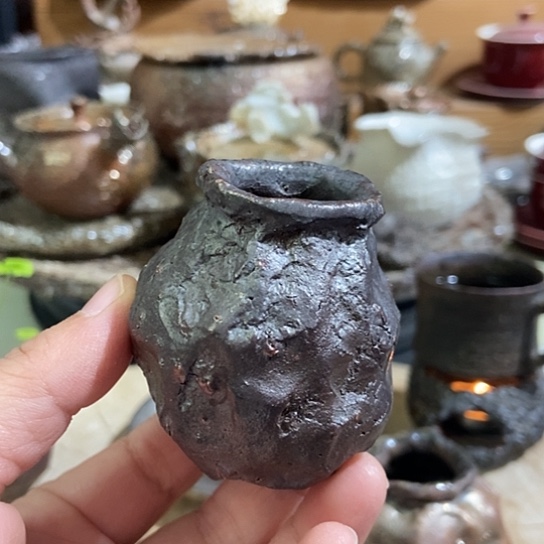 杯小花器柴烧裸烧手作品