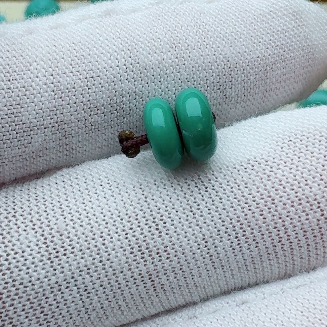 绿松石未镶嵌面包圈对珠7.4