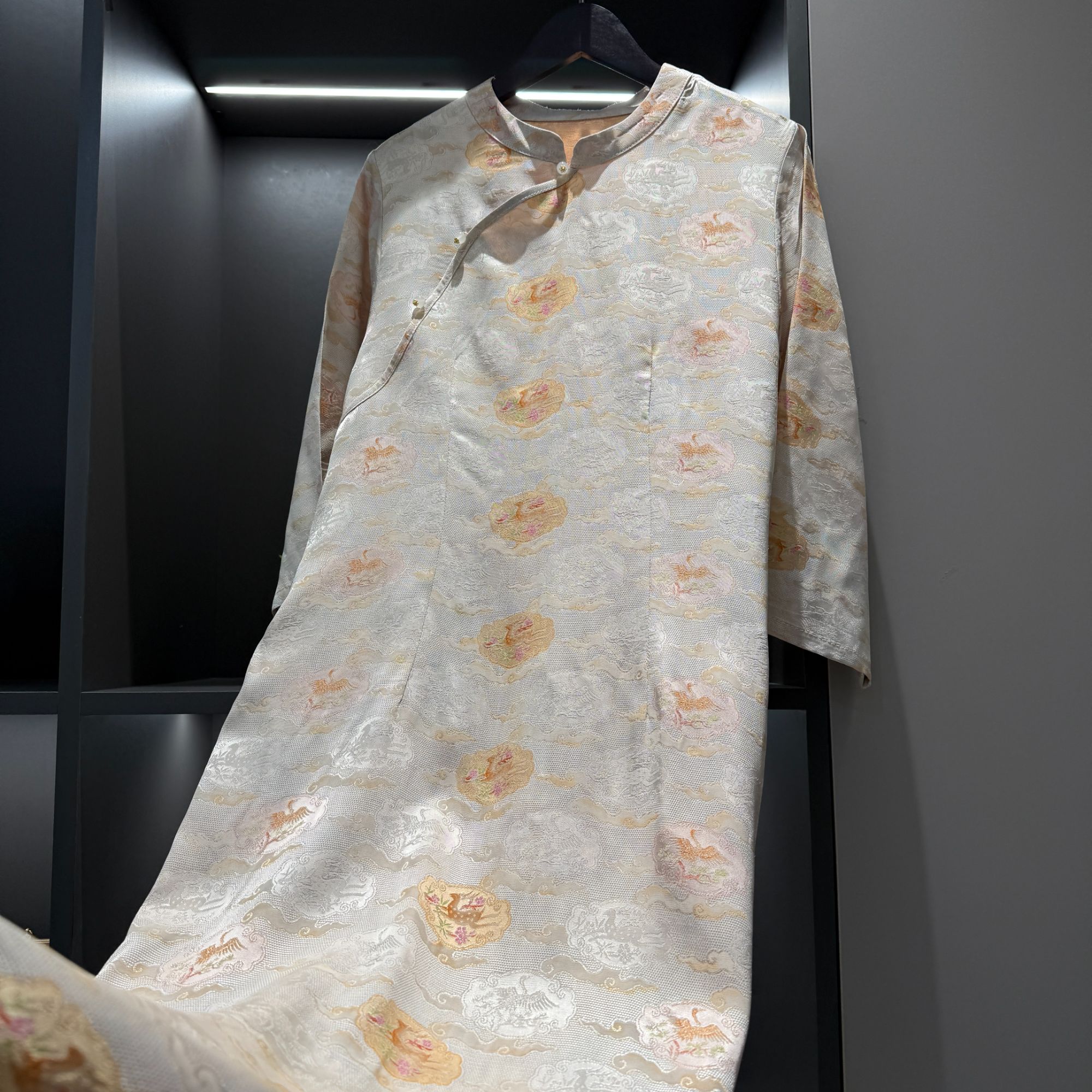 【鹿鹤同春】中式连衣裙复古斜襟盘扣传统改良春季宽松连衣裙2532