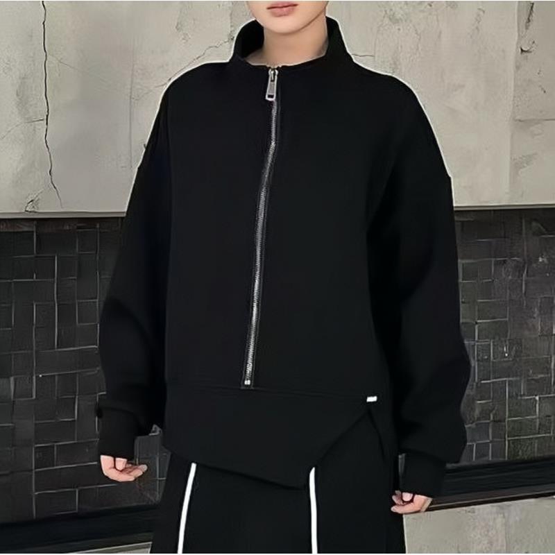 5722号#5137#秋季不规则设计拉链卫衣