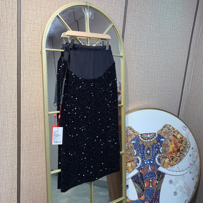 CV118孕妇黑色半身裙M90-125L135XL145