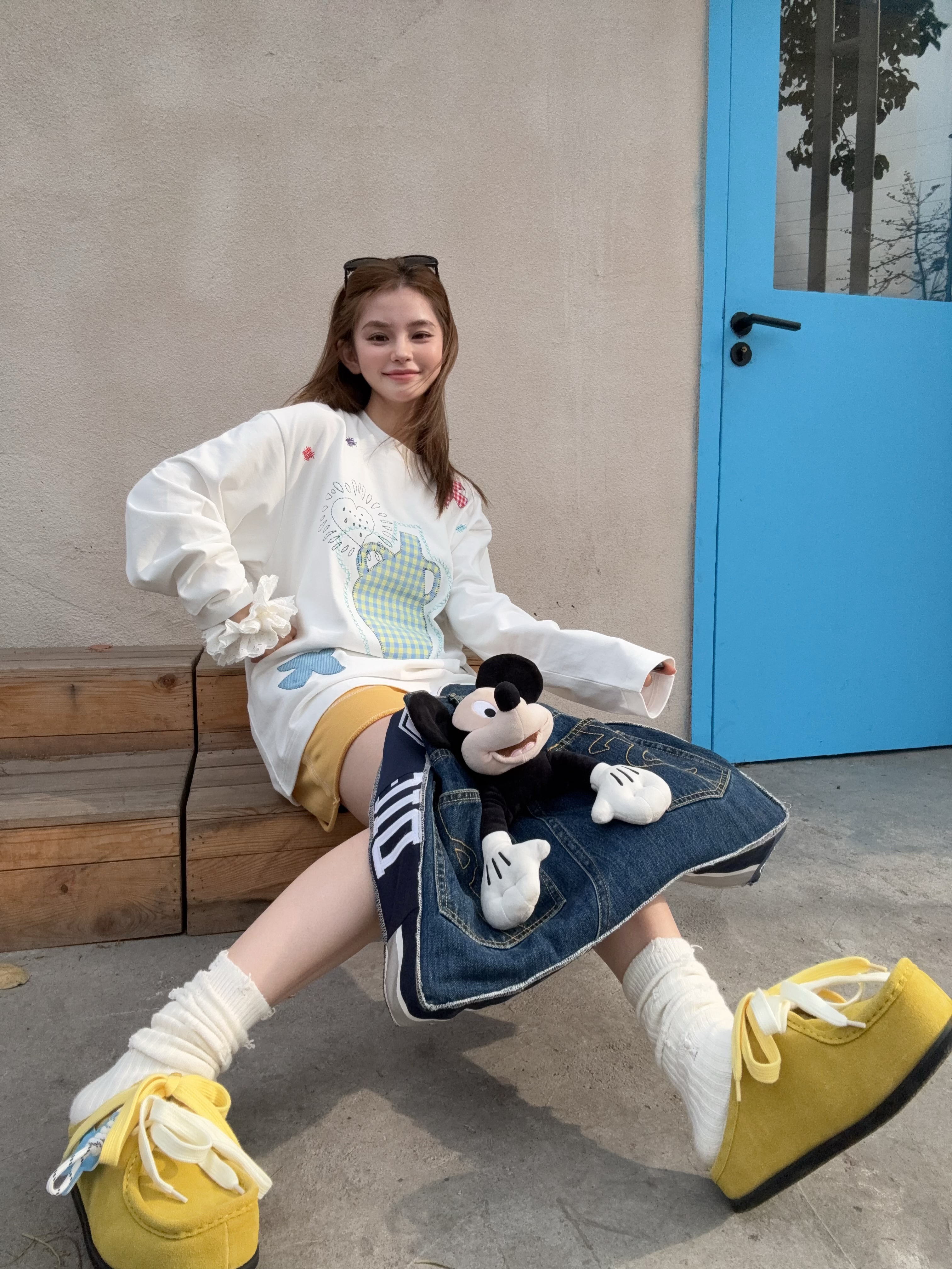 舟舟 【卡通牛仔包】时尚休闲百搭长45宽33厚度8肩带长82cm