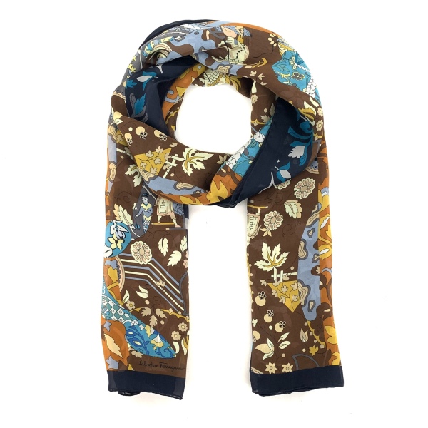 妃鱼/菲拉格慕/真丝/丝巾/95新/琰三20