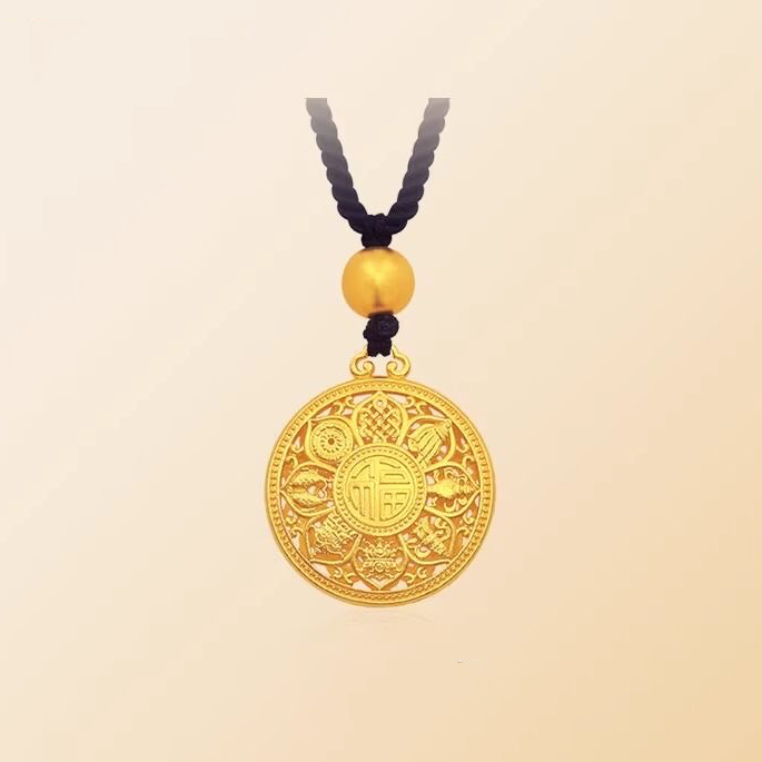   【清货专属链接】镂空福字莲花八宝罗盘项链