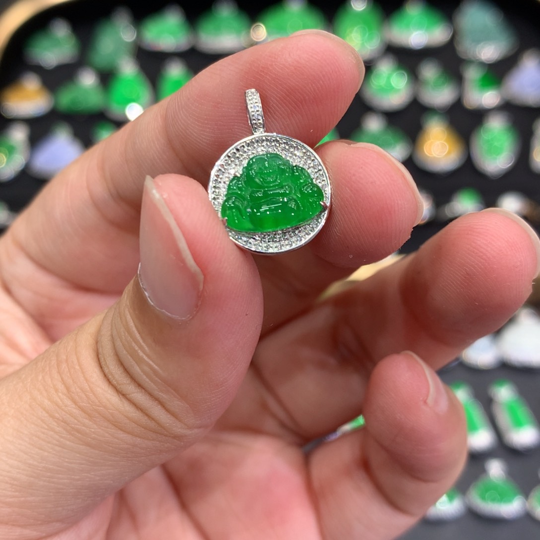 翡翠18K金镶嵌吊坠(不含链)吊坠