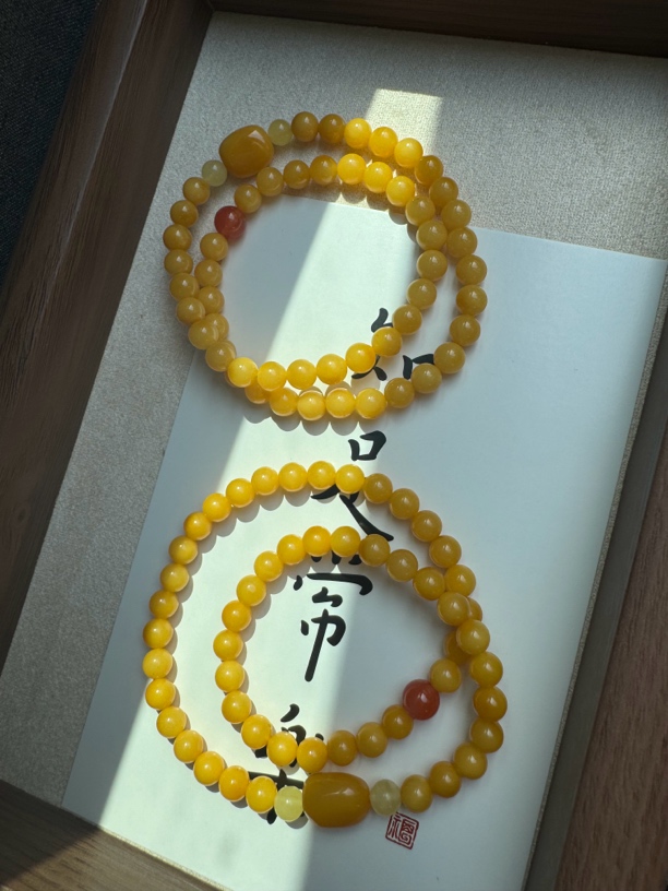 云萧•原创 蜜蜡鸡油黄百搭款双圈6mm+ 多样性发其一