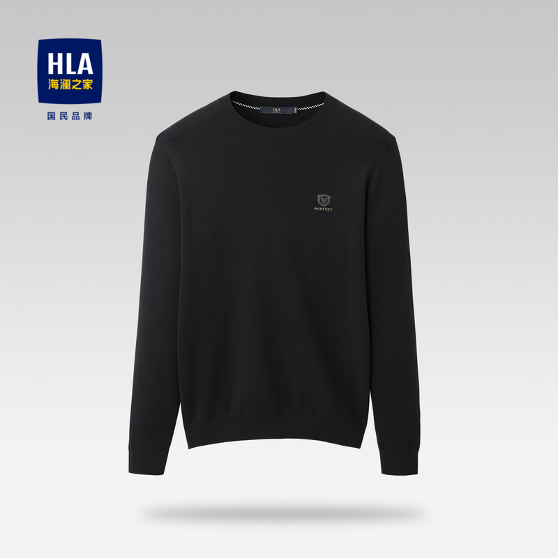 HLA/海澜之家圆领含莱赛尔修身柔软长袖针织衫男