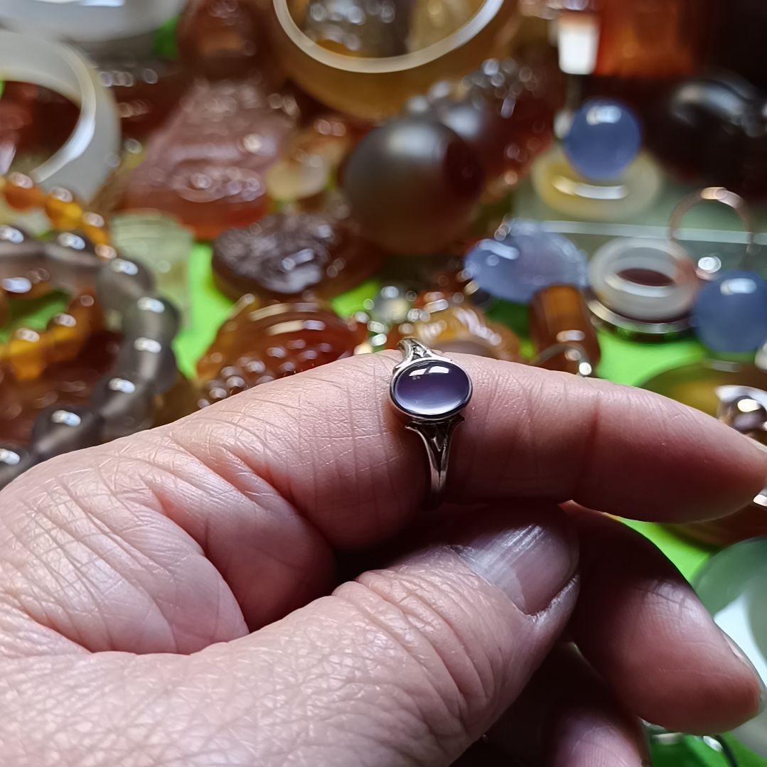 玛瑙/玉髓戒指银S925镶嵌她****曼