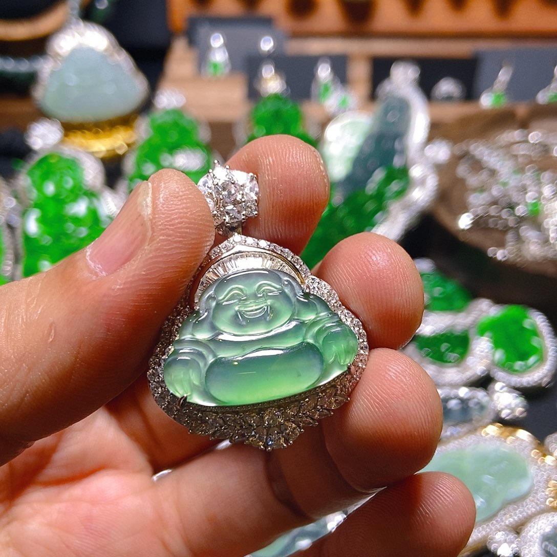 翡翠吊坠(不含链)银S925镶嵌301吊坠