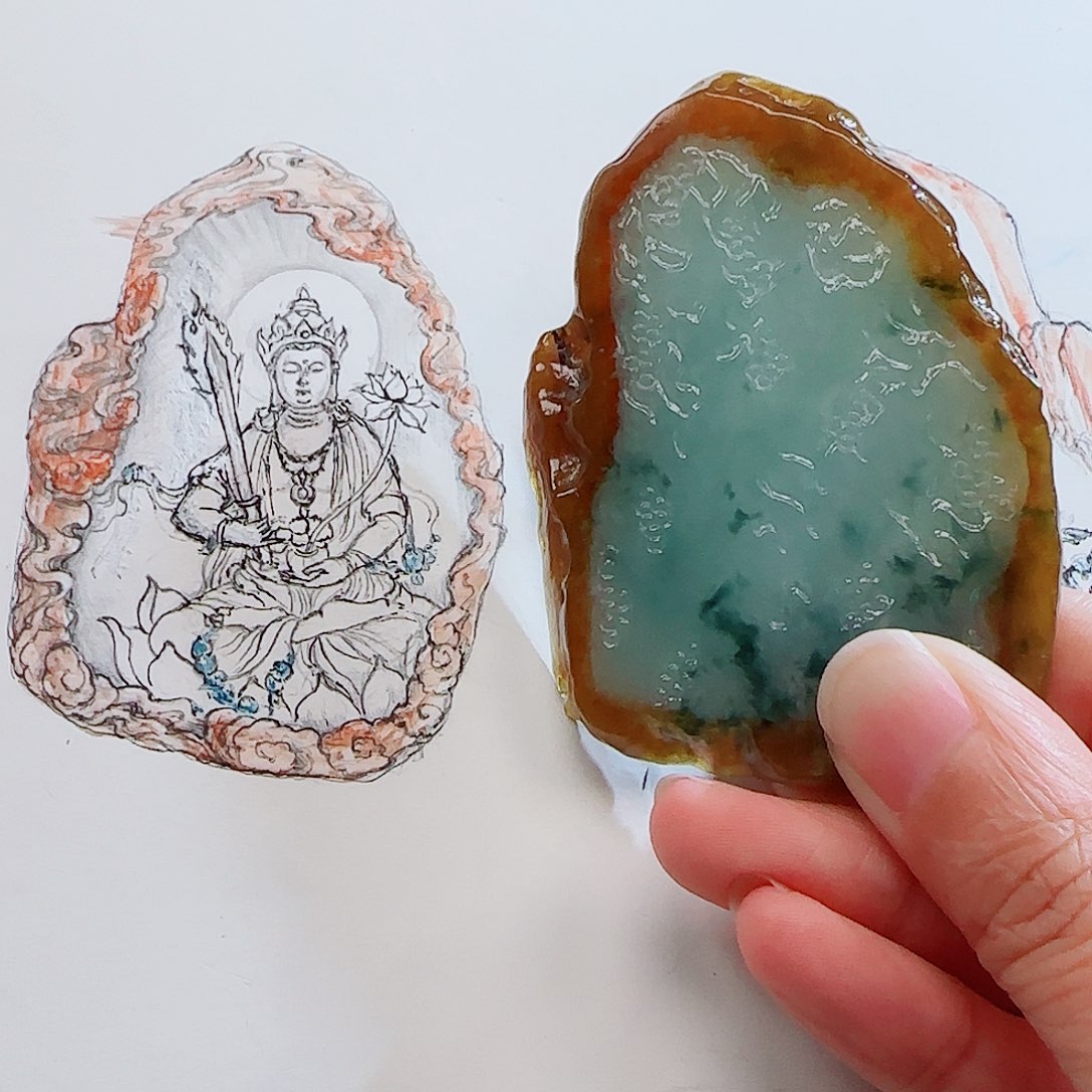 定制翡翠未镶嵌翡翠挂件