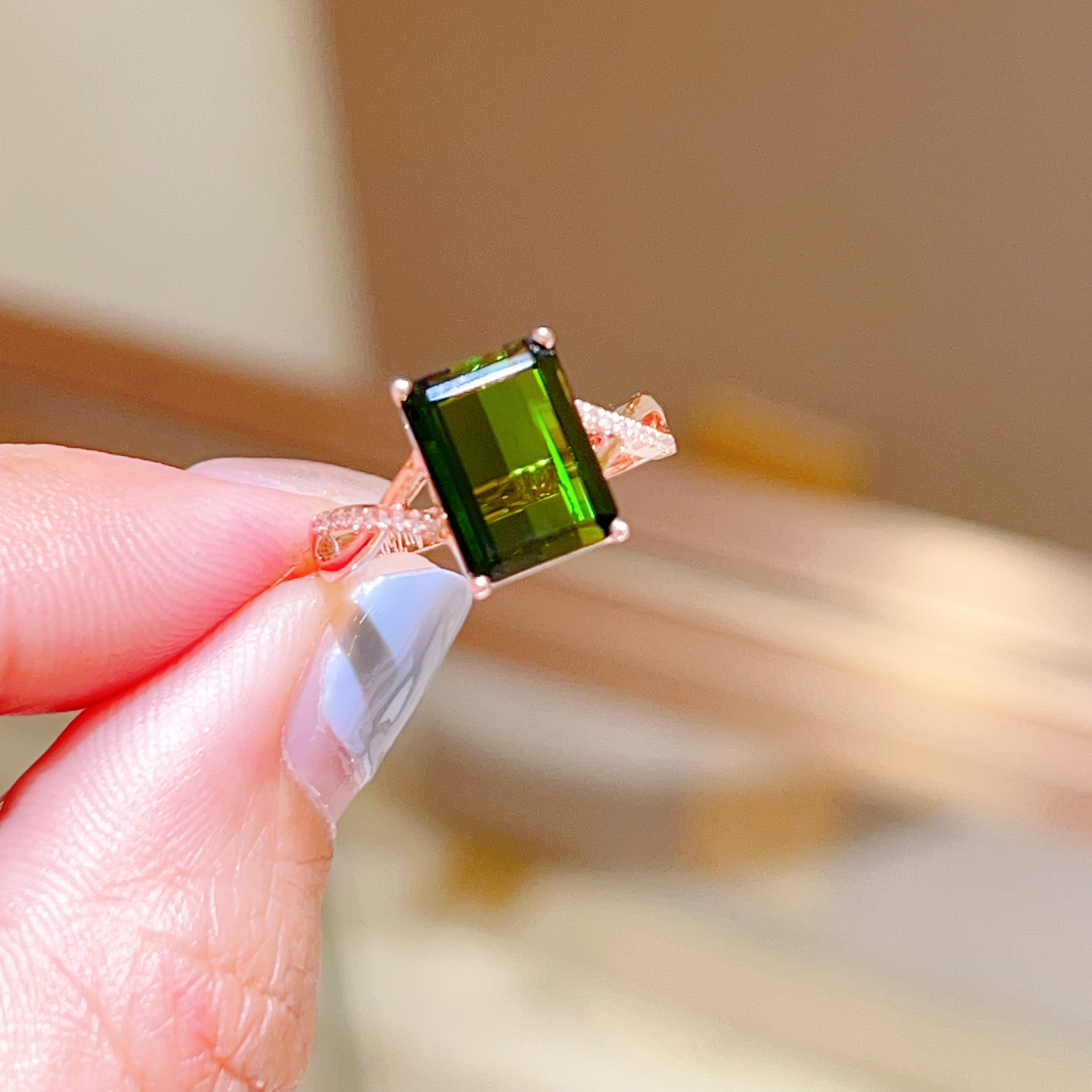 3.24ct 18k玫瑰金碧玺戒指 3500