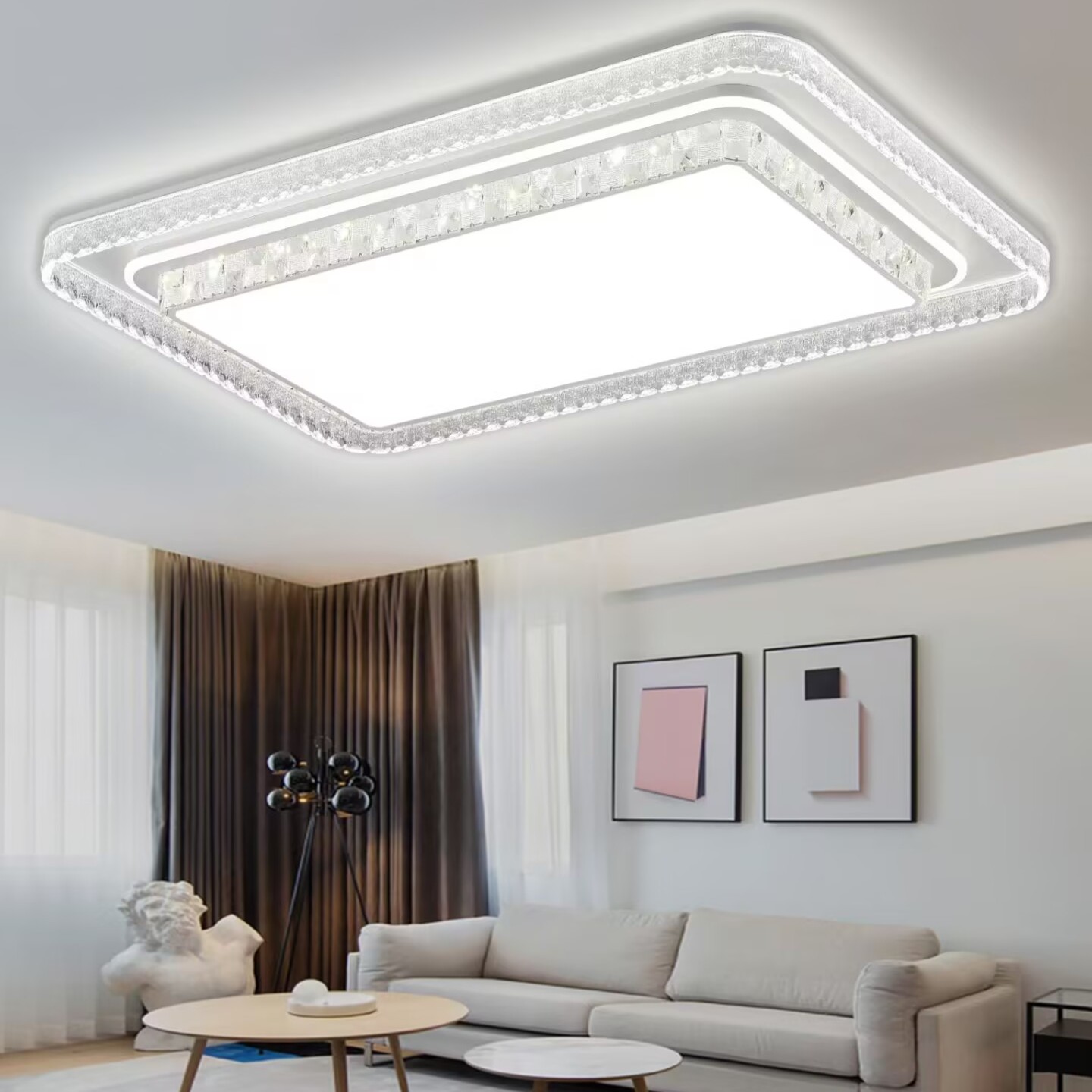 中山灯具客厅灯现代简约大气2025新款led智能语音吸顶灯全屋灯具