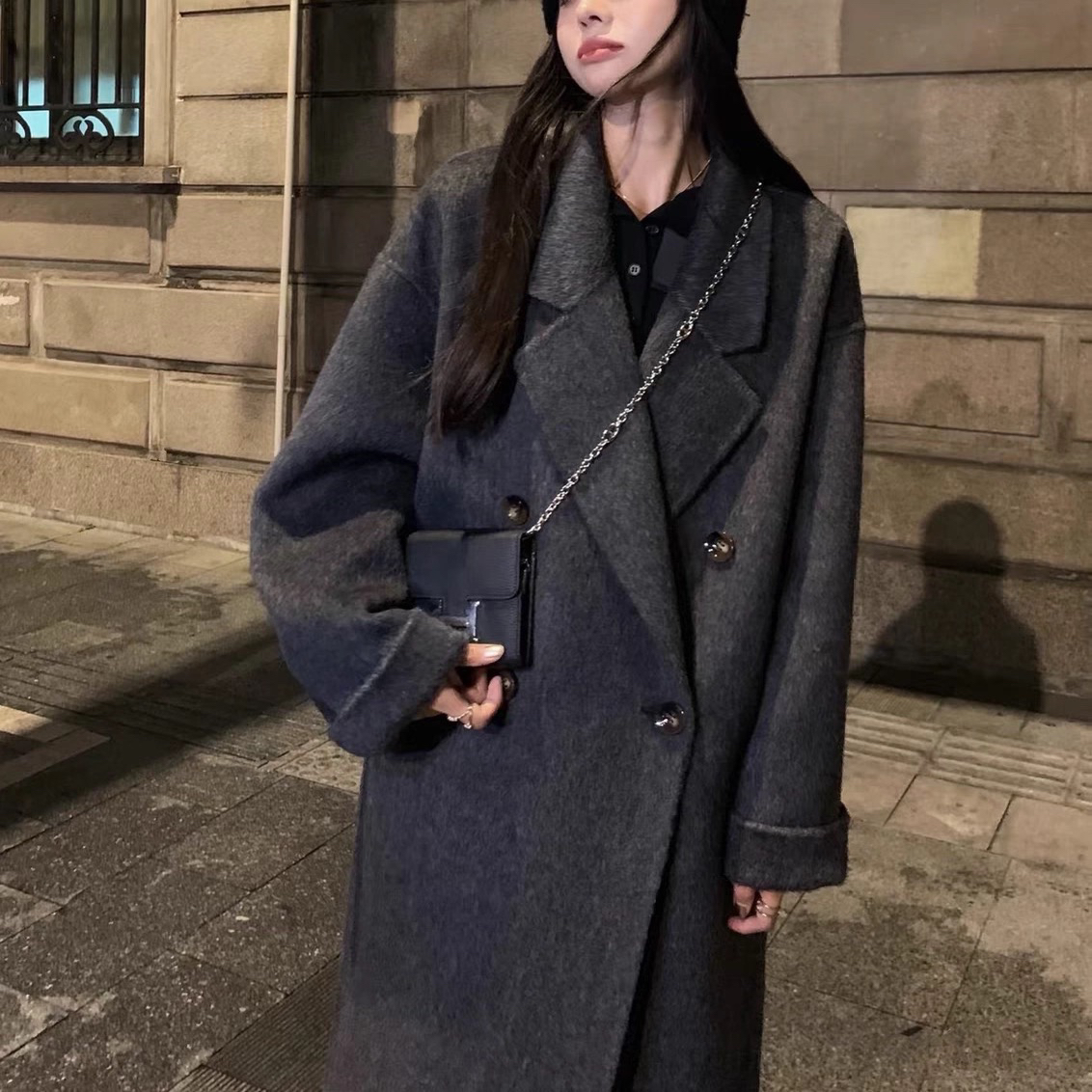 杂款双面中长款韩版宽松秋冬气质毛呢大衣女