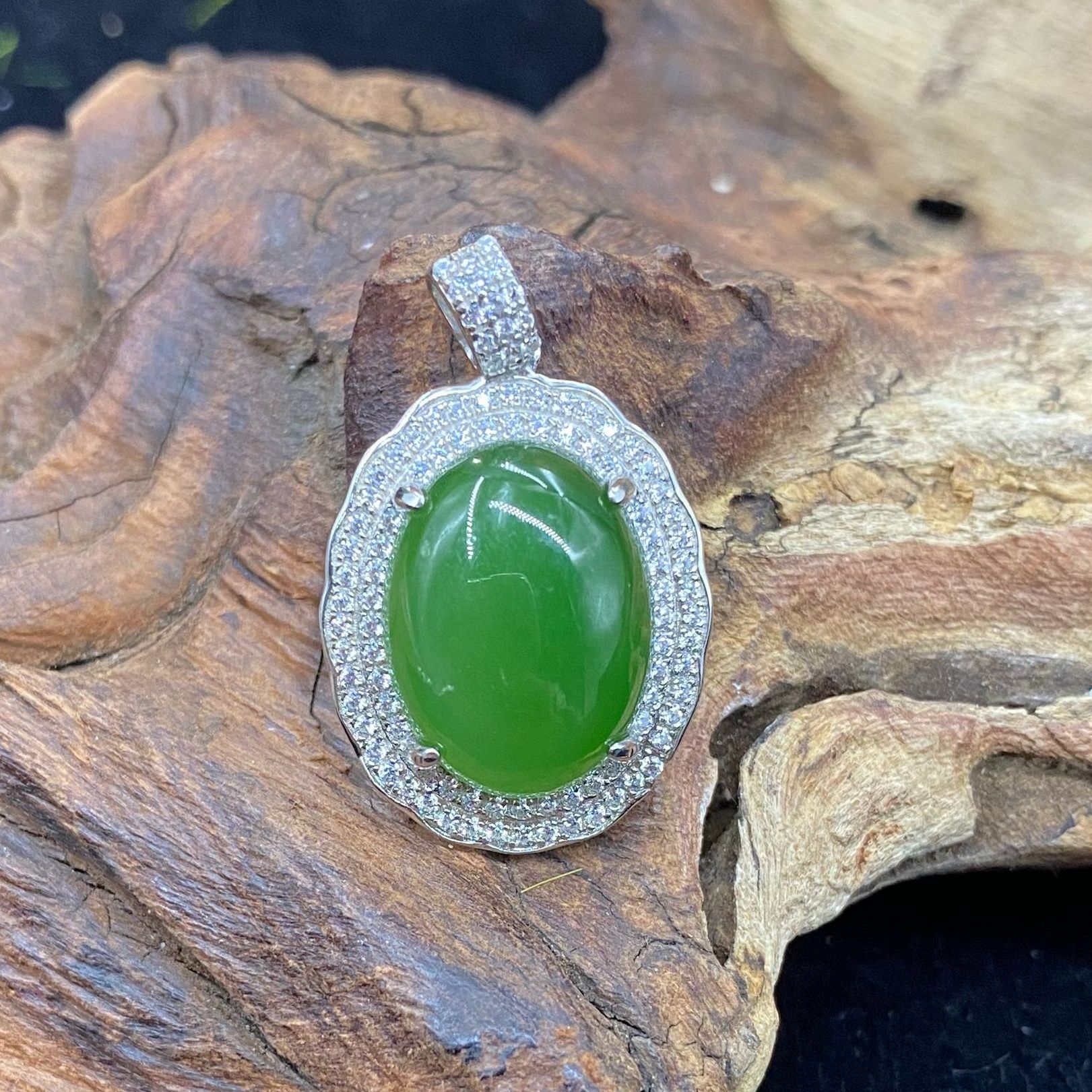 碧玉蛋面吊坠【小北质检】ZJH13Z11多样性发一16*12