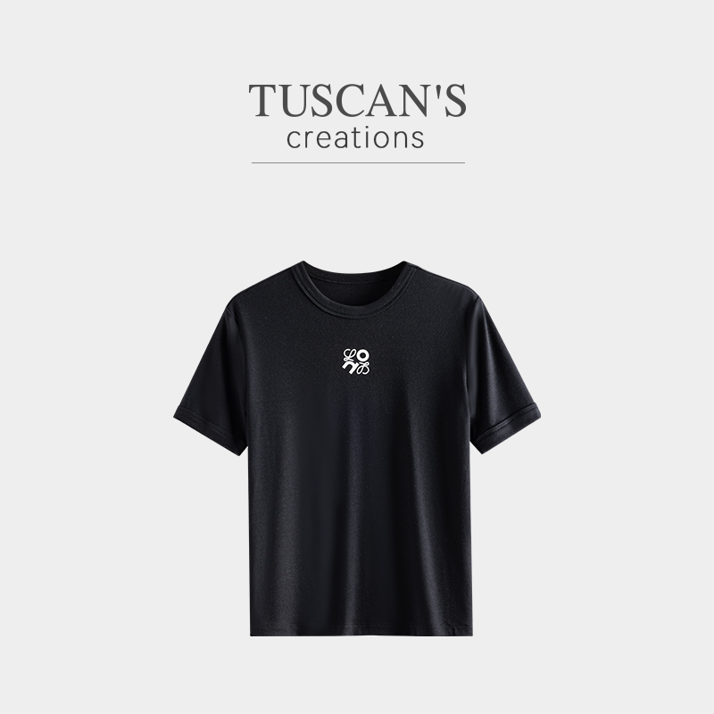 TUSCAN'S CREATIONS新品简约休闲百搭夏季圆领宽松透气舒适女T恤