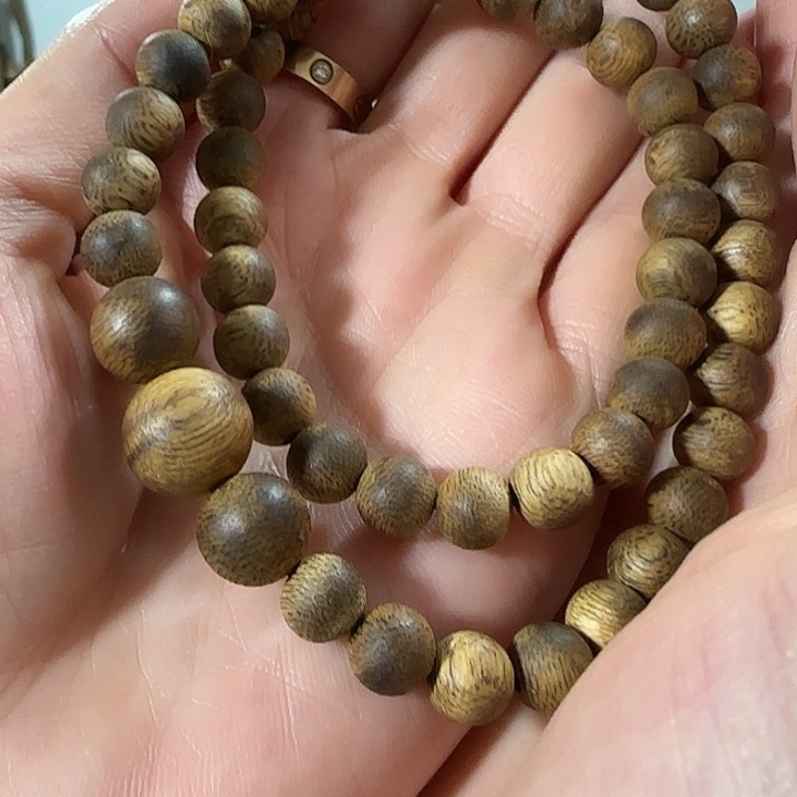 沉香手串绿奇楠沉香圆珠双圈定制款9克+手串