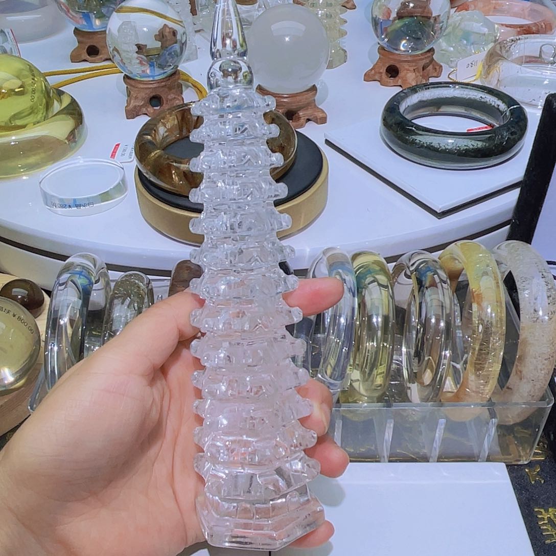摆件未镶嵌水晶天然白水晶文昌塔13层