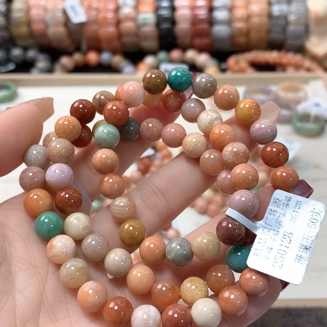 硅化珊瑚（珊瑚玉）手链未镶嵌一****?742