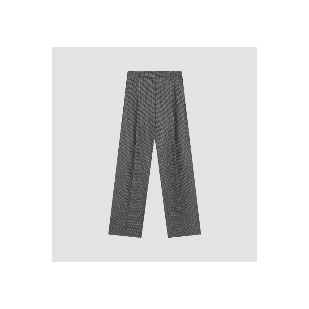 原厂孤品特价清！拍完则无！”TH正品单“意大利深灰色格阔腿裤 C442