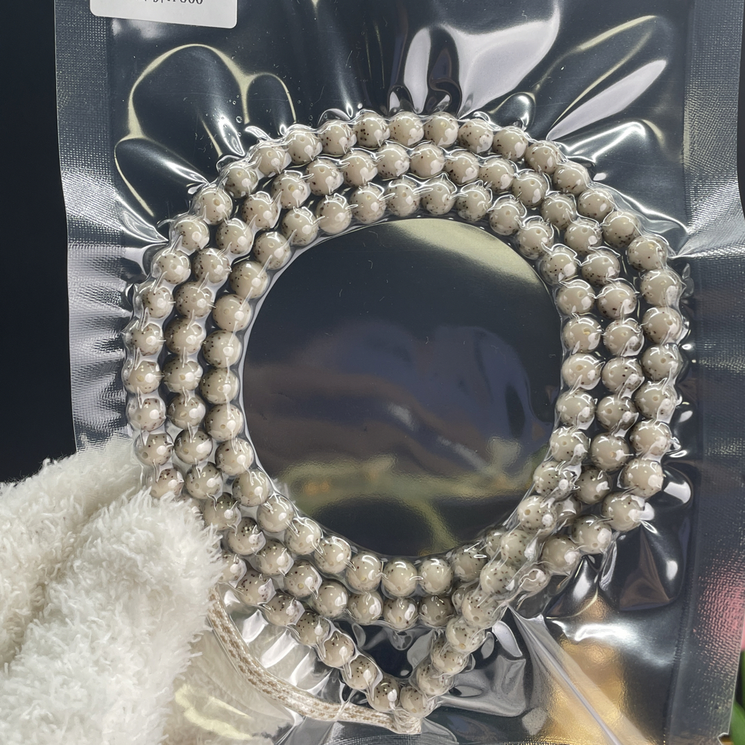 海南原生态石玉料圆珠8尺寸大留白星月菩提脖挂文玩男女通用