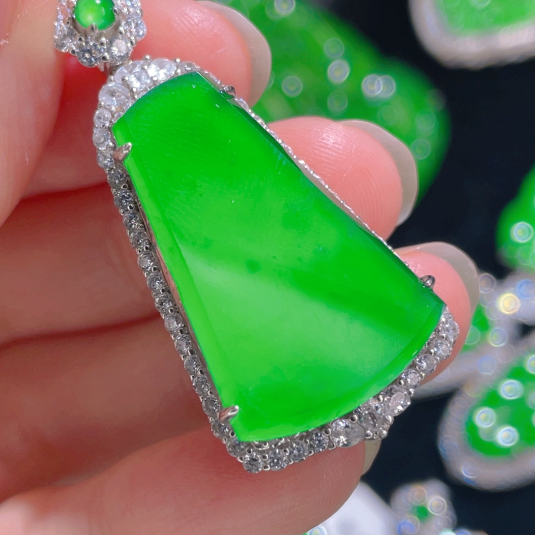 翡翠吊坠(不含链)银S925镶嵌