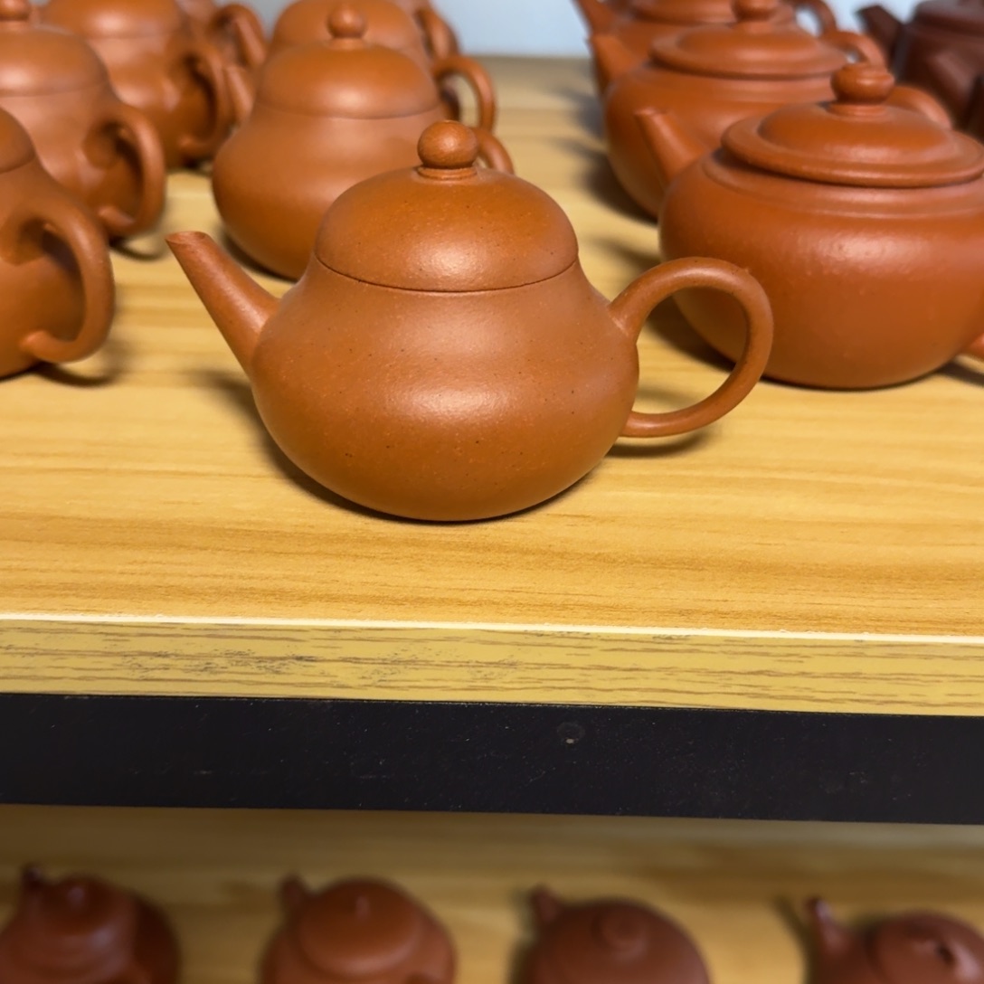 紫砂茶壶瑕疵红泥梨形125cc