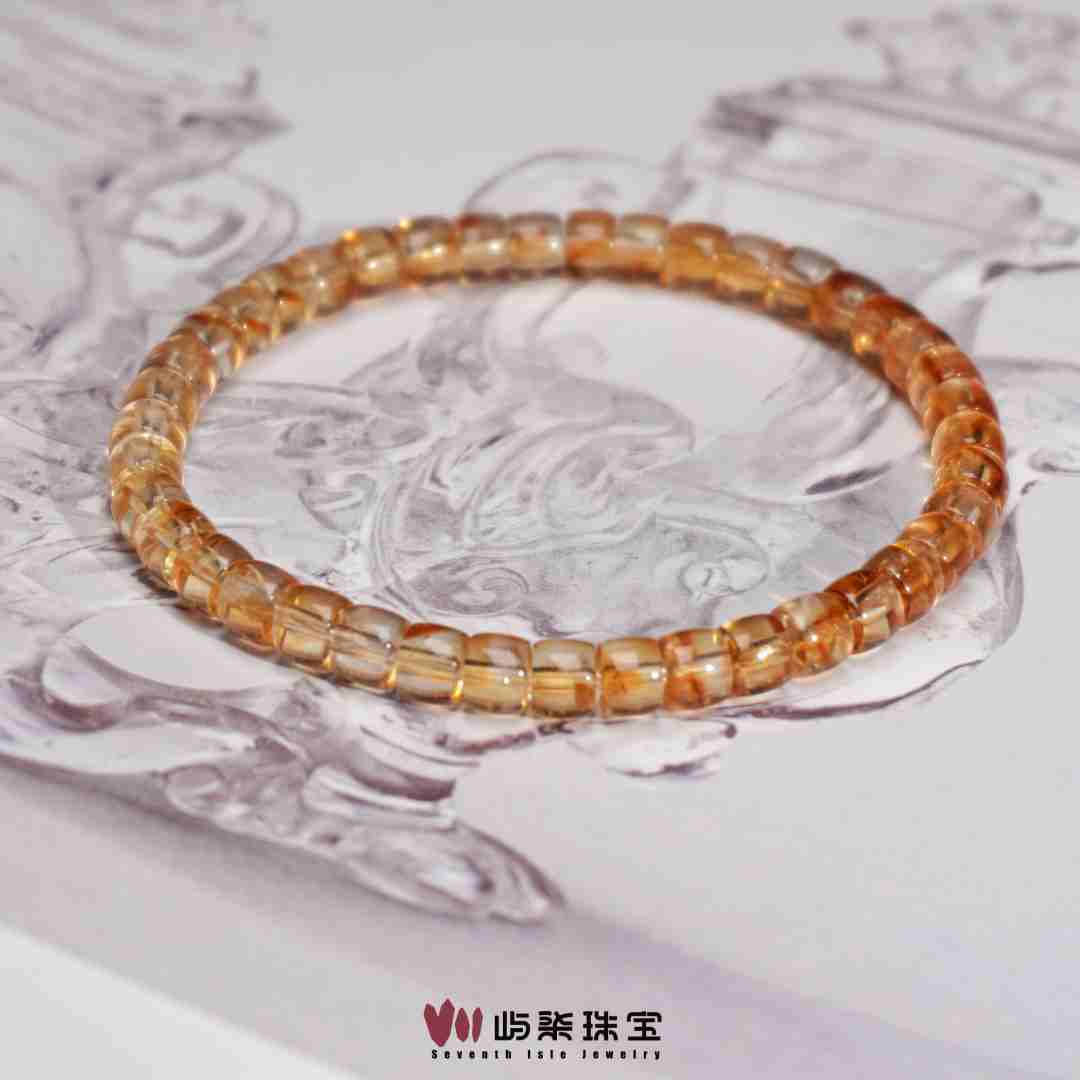 【要努力】H244 水晶未镶嵌 黄塔晶蜂蜜奶油直切手串5m+