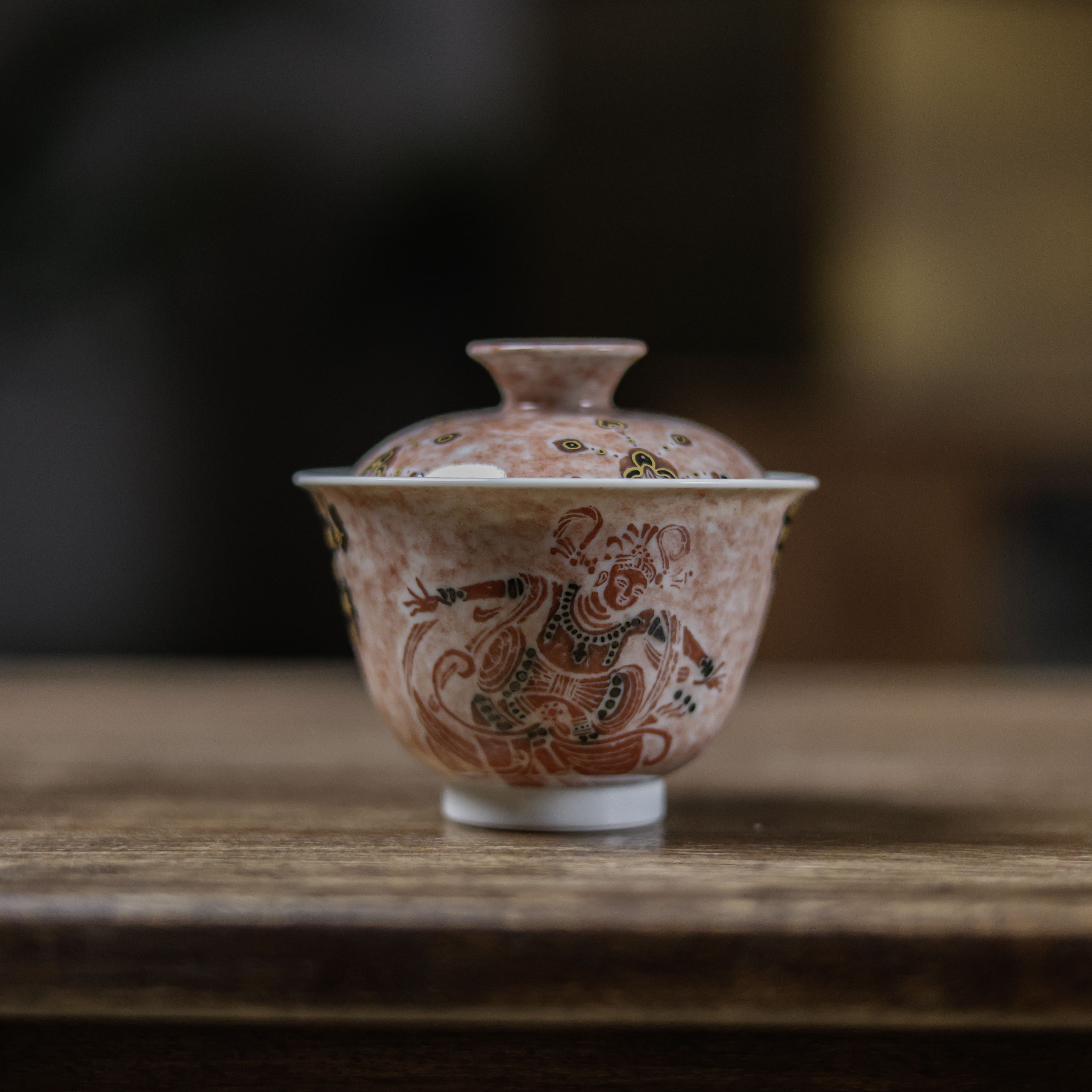 【见珊】一拓天成击鼓飞天盖碗（yttc302）