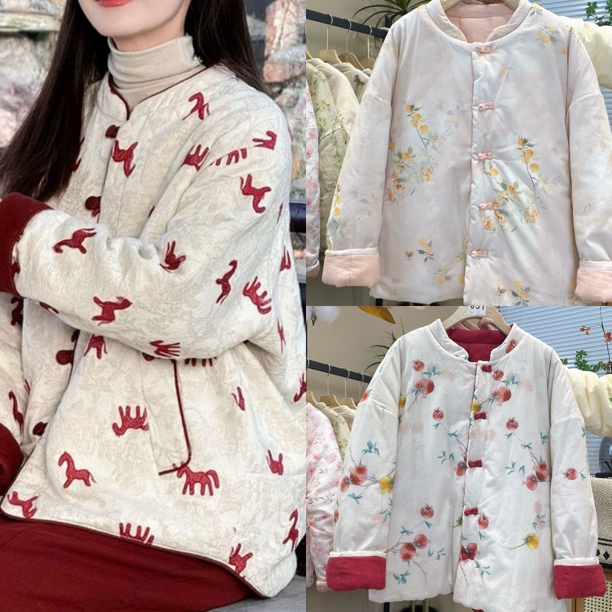 【双面穿 长绒棉】新中式长绒棉花棉袄盘扣加厚长袖棉衣双面穿棉袄